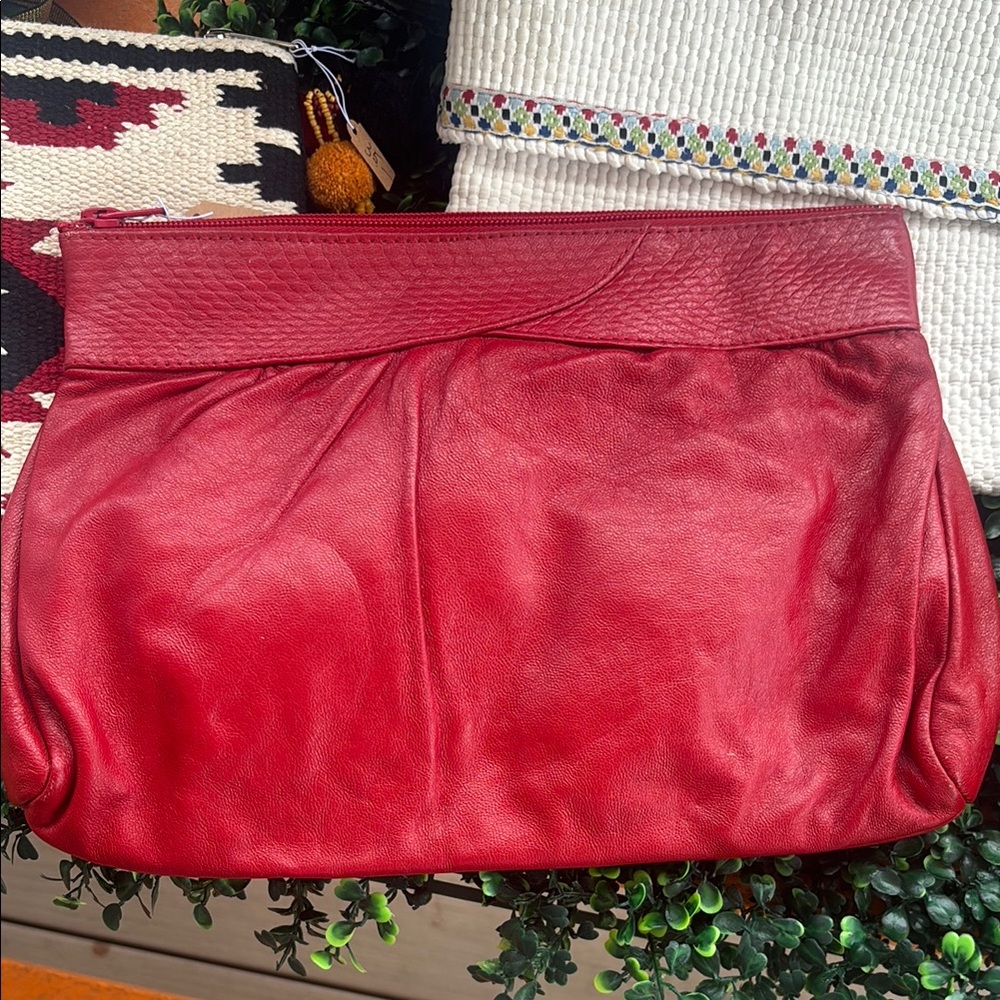 Vintage Elegant Red Leather Clutch